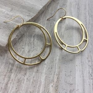14K gold/sterling silver Art Deco Hoop Earrings